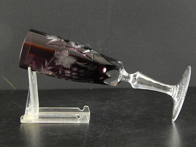 PREZIOSO ANTICO BOEMIA BICCHIERE CALICE FLUTE CRISTALLO MOLATO E TAGLIATO VIOLA