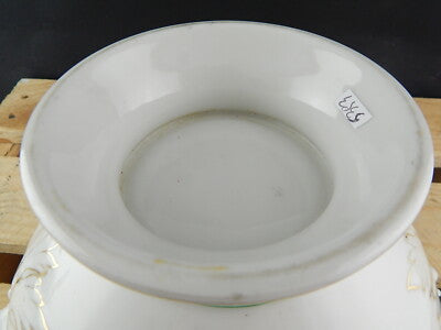ANTICA ELEGANTE ZUPPIERA PORCELLANA VIEUX PARIS BIANCA DECORI VERDE ORO FINE 800