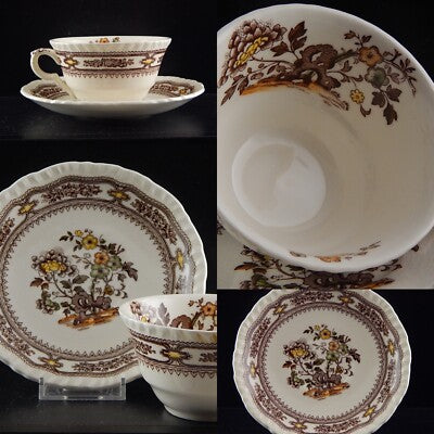 ANTICA TAZZA TÈ E PIATTINO MASON'S PATENT IRONSTONE CHINA DECORO MANCHU #3028