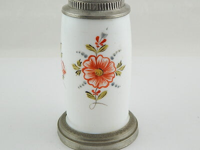 ANTICO PREZIOSO BIEDERMEIER XIX SECOLO BOCCALE BIRRA VETRO OPALINO DIPINTO MANO