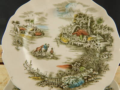 SET 6 PIATTI DESSERT SEMI PORCELLANA JOHNSON BROS HAPPY ENGLAND STAMPA MANO