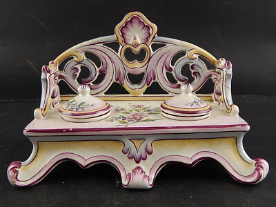 ANTICO CALAMAIO PORCELLANA DIPINTO A MANO ART NOUVEAU LIBERTY PRIMO 900