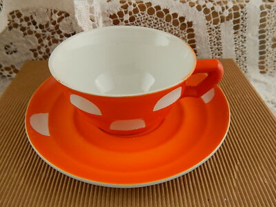 ANTICO ART DECO RARO SET TÈ ARANCIO CERAMICA LOMBARDA MARCHIO ELEFANTINO MUSEO