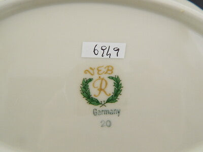 ROCAILLE VEB REICHENBACH PIATTO OVALE VASSOIO RAVIERA PORCELLANA BIANCO ORO