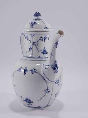 ANTICA CAFFETTIERA PORCELLANA ROYAL COPENHAGEN BLUE FLUTED COFFEE POT 1930