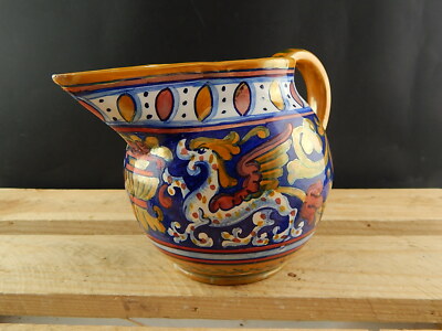 VINTAGE CARAFFA BROCCA VERSATOIO MAIOLICA CERAMICA LUSTRO RUBBOLI GUALDO TADINO