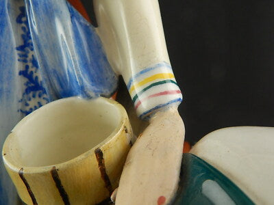 ANTICA SCULTURA TIZIANO GALLI MADE IN ITALY CERAMICA FINE ANNI 30 DONNA E ASINO