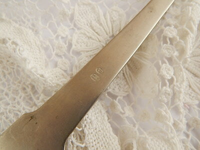 POSATE DA TAVOLA ANTICO MESTOLO ALPACCA ARGENTONE INIZIO 1900 MARCHIATO I. B.