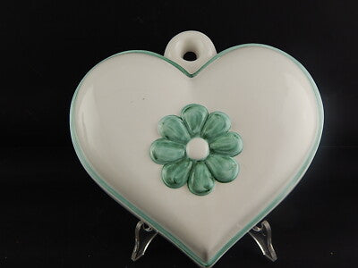 VINTAGE RARA FORMELLA CERAMICA DESIGNER LENE THUN CUORE VERDE VECCHIA THUN