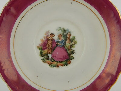 ANTICA VECCHIA PARIGI TAZZINA+PIATTO PORCELLANA SCENA GALANTE VIEUX PARIS