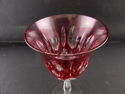 PREZIOSO ANTICO BICCHIERE CALICE CRISTALLO BOEMIA MOLATO ROSSO RUBINO