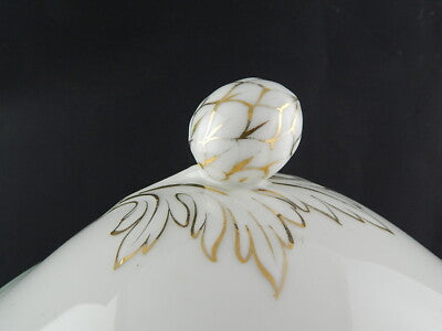 ANTICA ELEGANTE ZUPPIERA PORCELLANA VIEUX PARIS BIANCA DECORI VERDE ORO FINE 800