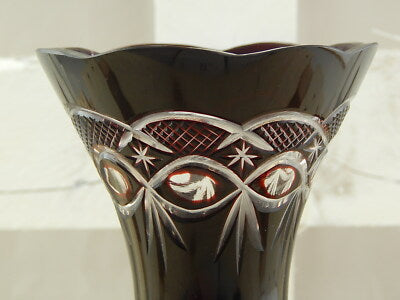 ANTICO RARO PREZIOSO VASO CRISTALLO ART DECO BOEMIA INCISO PUNTA DIAMANTE