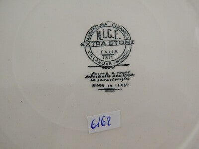 VINTAGE PIATTO FONDO CERAMICA NICE MONDOVI' BIANCO BLU COLLEZIONE SHABBY CHIC