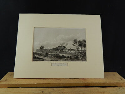 ANTICA STAMPA INCISIONE XIX SECOLO COMBAT DI EBELSBERG 1809 DISEGNO SIMEON FORT