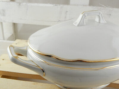 ANTICA ZUPPIERA ART DECO CERAMICA BIANCA MANIFATTURA DEL VIVO SESTO FIRENZE 1930