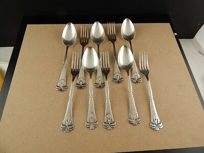 ANTICHE 10 POSATE LIBERTY ART NOUVEAU ARGENTATE ARGENTO 925 SHEFFIELD CESELLATE