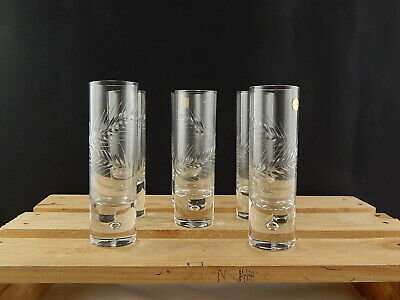 CRISTALLERIA MUNDGEBLASEN 6 BICCHIERI CRISTALLO BIBITA TE FREDDO INCISI A MANO