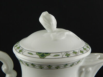 VINTAGE CAFFETTIERA PREZIOSA PORCELLANA HUTSCHENREUTHER SCHLOSSGARTEN VERDE