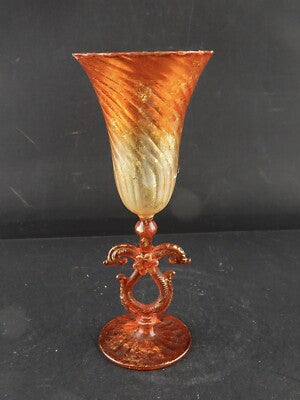 VINTAGE TIPETTO DEL DOGE CALICE MURANO VETRO SOFFIATO ARTISTICO COLLEZIONE #8559