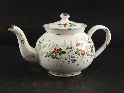 ANTICA RARA TEIERA LATTA SMALTATA ANNI 20 DECORO FLOREALE DIPINTO MANO FRANCESE