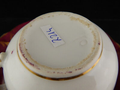 ANTICA RARA TAZZA PIATTINO PORCELLANA PARIGI PRIMO 800 BIANCO PORPORA ORO #7214