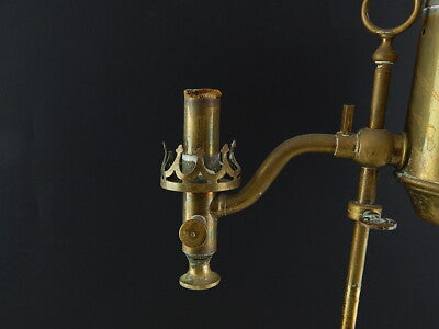 ANTICA RARA LAMPADA IN OTTONE DA TAVOLO LANTERNA LUME PETROLIO 800