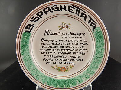 VINTAGE PIATTO ARTISTI DELLA CERAMICA SPAGHETTATA DIPINTO MANO CAVA TIRRENI