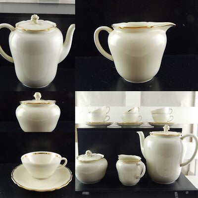 ANTICO PREZIOSO SERVIZIO CAFFÈ PORCELLANA PROFILO ORO BAVARIA SELTMANN WEIDEN