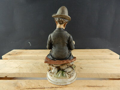 ANTICA STATUINA CERAMICA MARCHIO CAPODIMONTE N BLU CORONATA