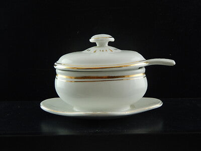 ANTICA RARA SALSIERA IMPERO BIANCA ORO SOCIETA' CERAMICA REVELLI LAVENO 1927