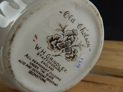 ANTICA CAFFETTIERA CERAMICA OLD CHELSEA GRINDLEY STAMPA A MANO IL GELSO LE MORE