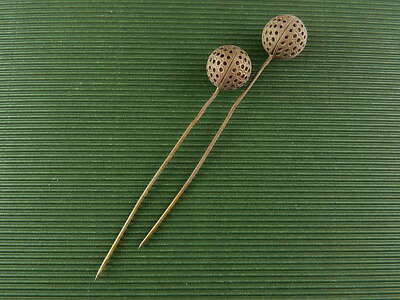 ACCESSORI ABBIGLIAMENTO ART DECO ANTICA COPPIA SPILLONI PER CAPPELLO #4918