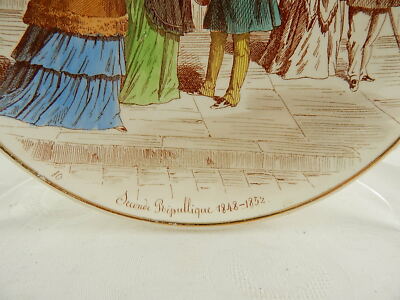 ANTICO PIATTO CERAMICA FINE 1800 CREUIL ET MONTEREAU LA MODE DEPUIS CENT ANS