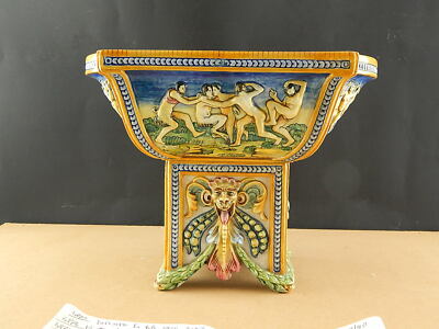 PREZIOSO CENTROTAVOLA FAUNI MASCHERONI CERAMICA LA COLONNATA S.FIORENTINO