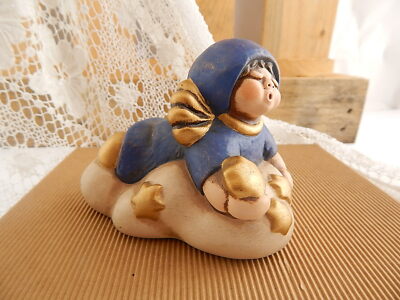 VINTAGE AUTENTICA CERAMICA THUN ANGELO BLU SU NUVOLA BOLZANO FAIENCE ANGEL BLUE