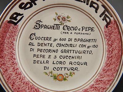VINTAGE PIATTO ARTISTI DELLA CERAMICA SPAGHETTATA DIPINTO A MANO CAVA TIRRENI