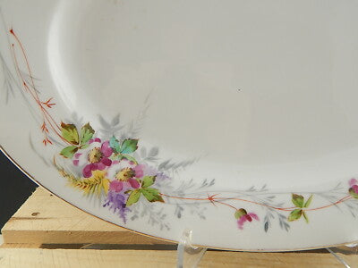 ANTICO VASSOIO RAVIERA PORCELLANA GINORI METÀ 800 DIPINTO A MANO FIORI DI CAMPO