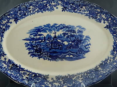 ANTICO VASSOIO RAVIERA DECORO CHINESE BIANCO BLU SOC CERAMICA RICHARD MILANO