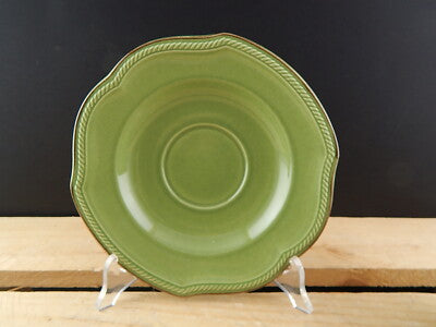 VINTAGE RARA TAZZA TÈ CON PIATTO CERAMICA MIKASA VENETIAN JADE VERDE GIADA