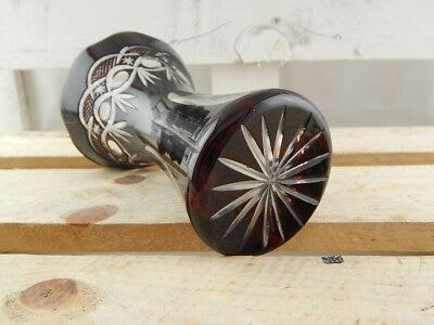 ANTICO RARO PREZIOSO VASO CRISTALLO ART DECO BOEMIA INCISO PUNTA DIAMANTE