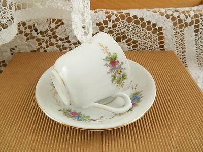 PREZIOSO RICHARD SET CAFFE' TAZZA E PIATTO CERAMICA SECONDA METÀ 800 DIPINTO