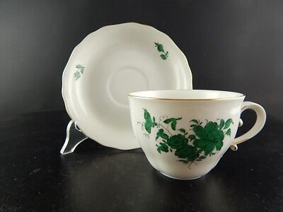 PREZIOSO TRIO TAZZA TÈ PORCELLANA AUGARTEN VIENNA MARIA THERESIA VERDE IMPERO #