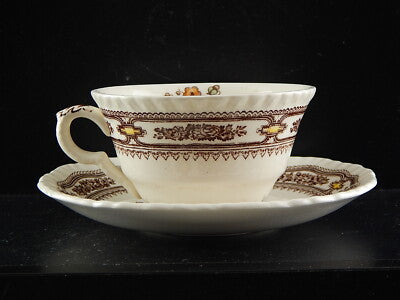 ANTICA TAZZA TÈ E PIATTINO MASON'S PATENT IRONSTONE CHINA DECORO MANCHU #3028