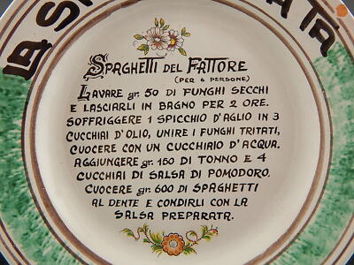 VINTAGE PIATTO ARTISTI DELLA CERAMICA SPAGHETTATA DIPINTO MANO CAVA TIRRENI #