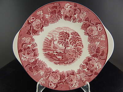 VINTAGE CERAMICA ENOCH WOOD'S ENGLISH SCENERY PIATTO TORTA VASSOIO ROSSO MANICI