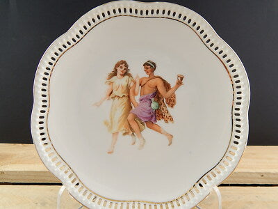 ANTICO ART NOUVEAU PREZIOSO PIATTO TRAFORATO PORCELLANA SCHUMANN 1920 BAVARIA #