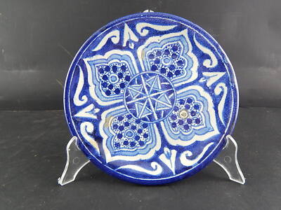 VINTAGE ETNICO PIATTO CERAMICA MAIOLICA MESSICO FATTO AL TORNIO DIPINTO A MANO
