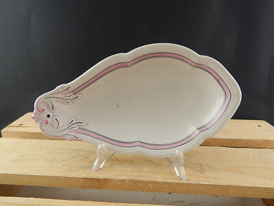 ANTICA RAVIERA PIATTO CONCHIGLIA PORCELLANA GINORI FINE 800 PROFILO ROSA E NERO