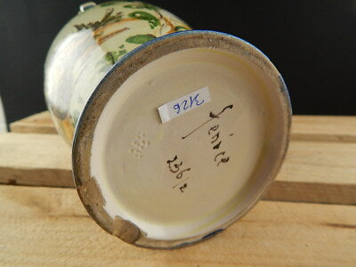 ANTICO 1920 RARO VASO BIANSATO POLICROMO CERAMICA MAIOLICA ALBISOLA FENICE